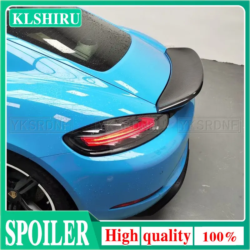 

For Porsche 718 Boxster Base S Coupe & Cayman 16-22 Rear Spoiler Wing Real Carbon Fiber Trunk Lid Flap Trim Roof Splitter Lip