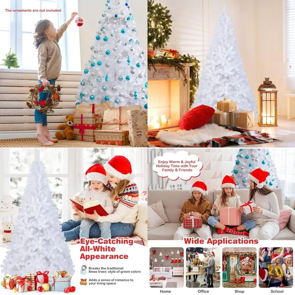 

White 8-Foot Artificial PVC Christmas Tree with Stand for Indoor or Outdoor Use During Holiday Season