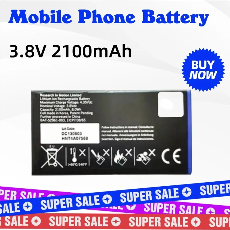 

New Replacement Mobile Phone Battery BAT-52961-003 3.8V 2100mAh For Blackberry Q10 NX1 High Quality