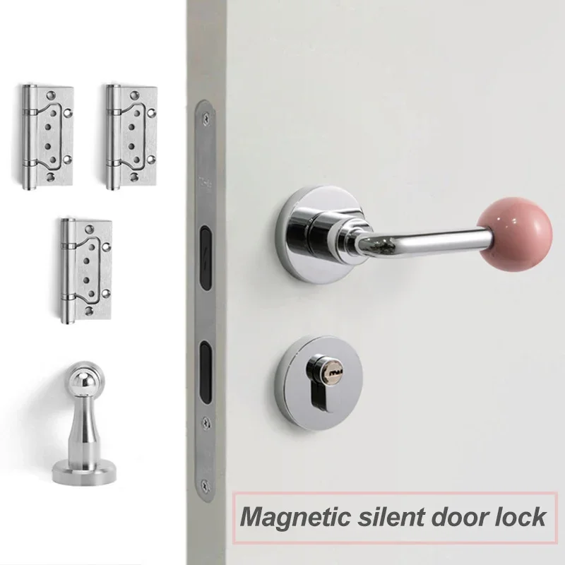 

Дверной замок из цинкового сплава с дверными стопорными петлями, домашний бесшумный разделенный замок, красочные круглые ручки для ворот, дверная фурнитура, аксессуары