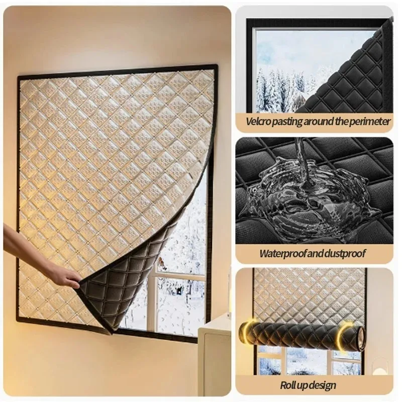 Thermal Insulated Soundproof Blackout Curtains Double Layer Heavy Duty Fabric Windproof Cold Proof for Home Bedroom Living Room