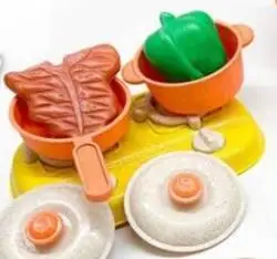 wheat straw children's family picnic set hamburger steak chicken leg bread knife fork spoon pot with basket toy