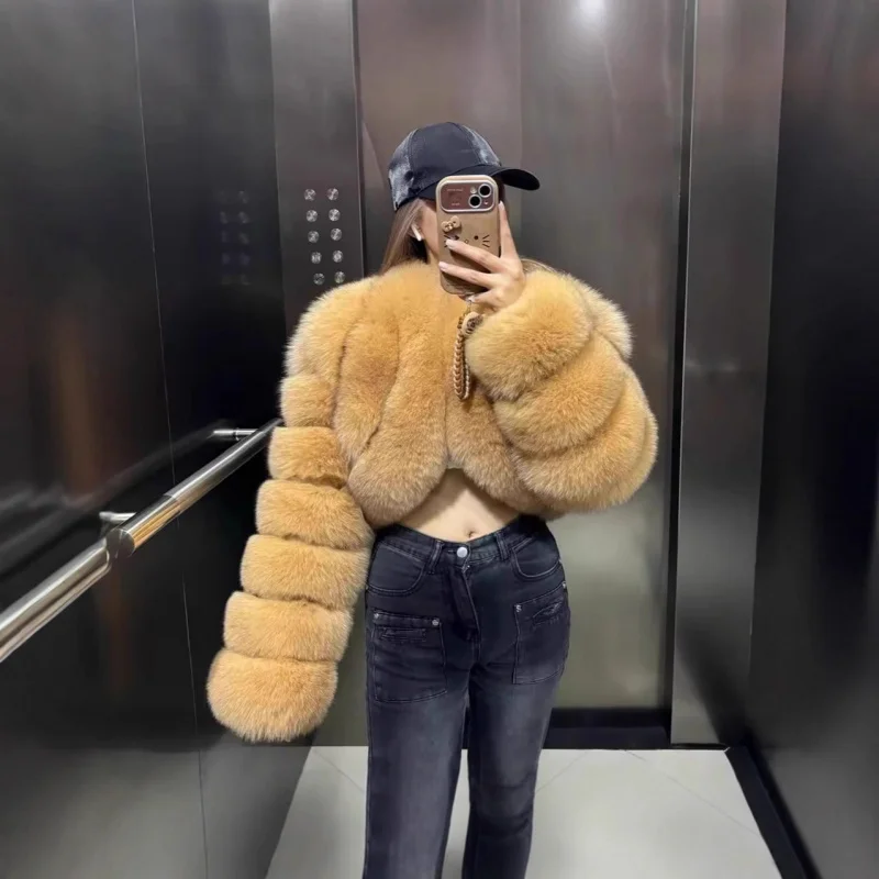 

Короткое пальто, женские пальто из искусственного лисьего меха, плотная уличная одежда, женская одежда, верхняя одежда, новая зимняя верхняя одежда, меховые куртки с отложным воротником