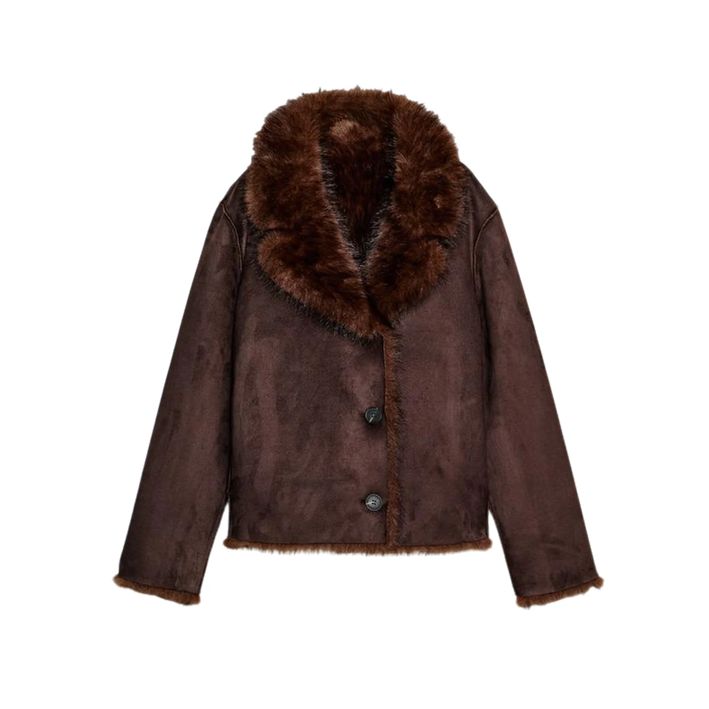 American Simple Sle Long col Sve Double face fourrure artificielle Jaet nouveau automne hiver femmes manteau chaud en Fiber de Polyester