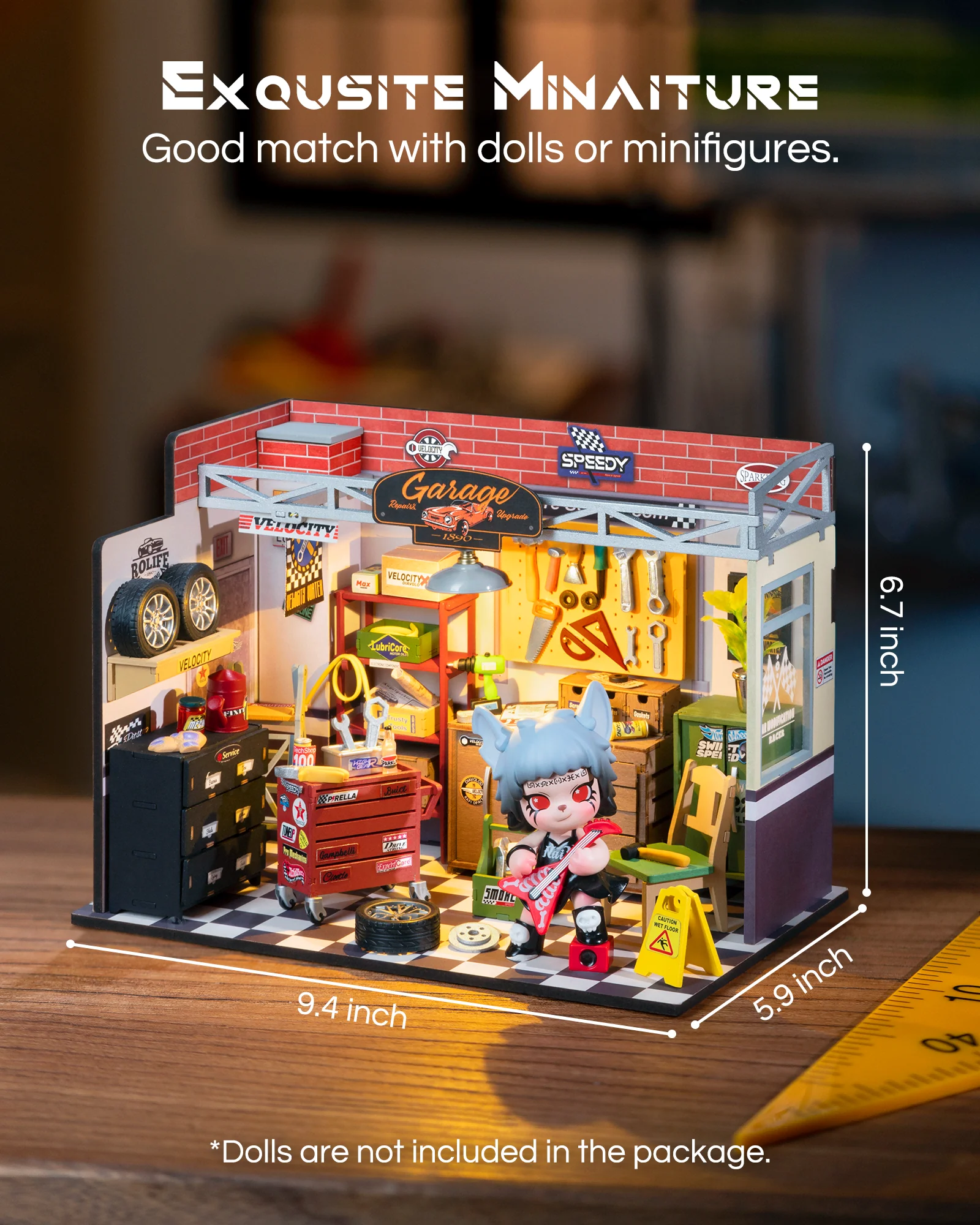 Robot ime DIY Miniatur Haus Kit Mini Puppenhaus Garage Werkstatt winziges Haus machen Kit mit LED Licht dekorativ für Kinder