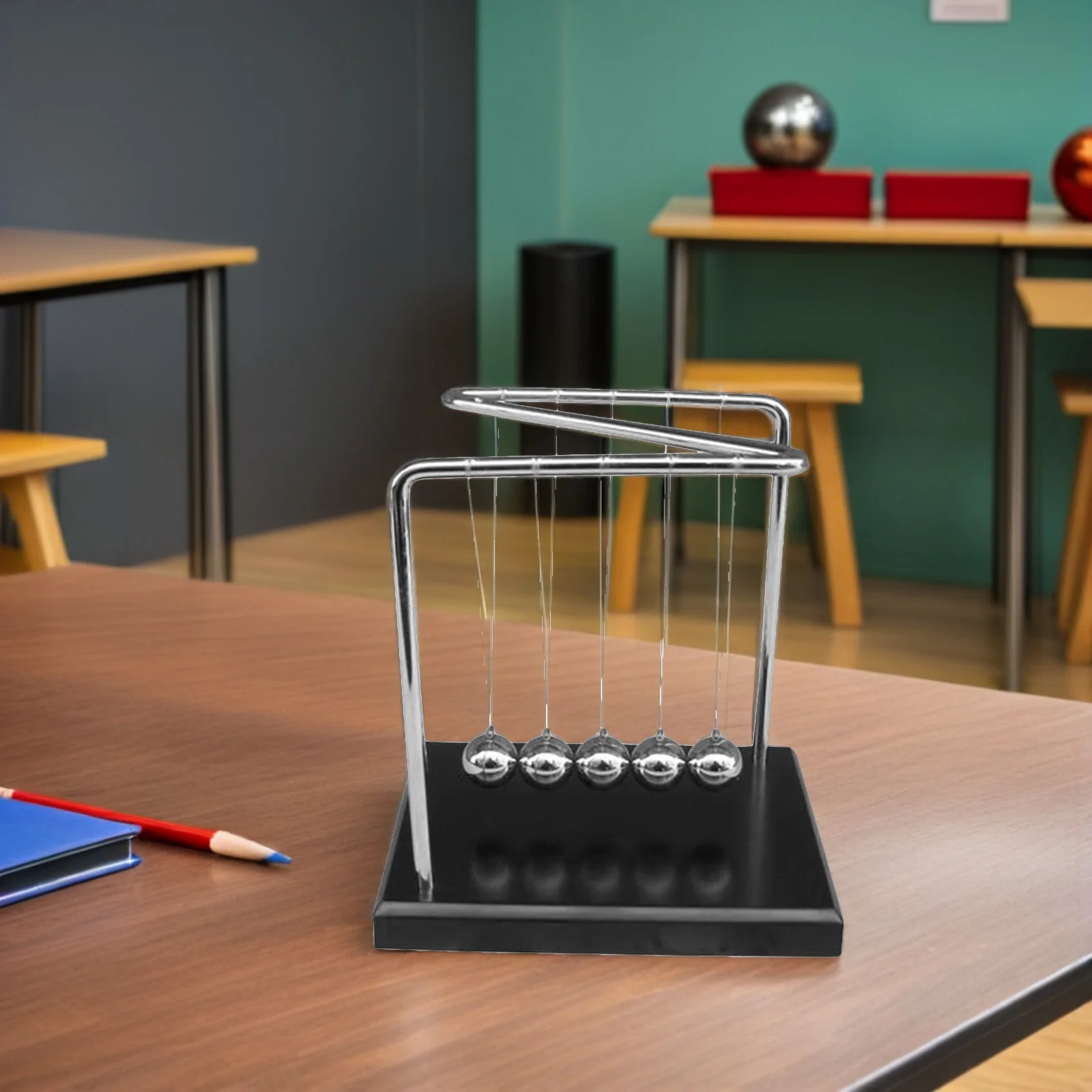 Cradle Pendulum Ball Zshape Solid Wood Base Metal Swing Physics For Office Home Desktop Decoration Science Learning Kit