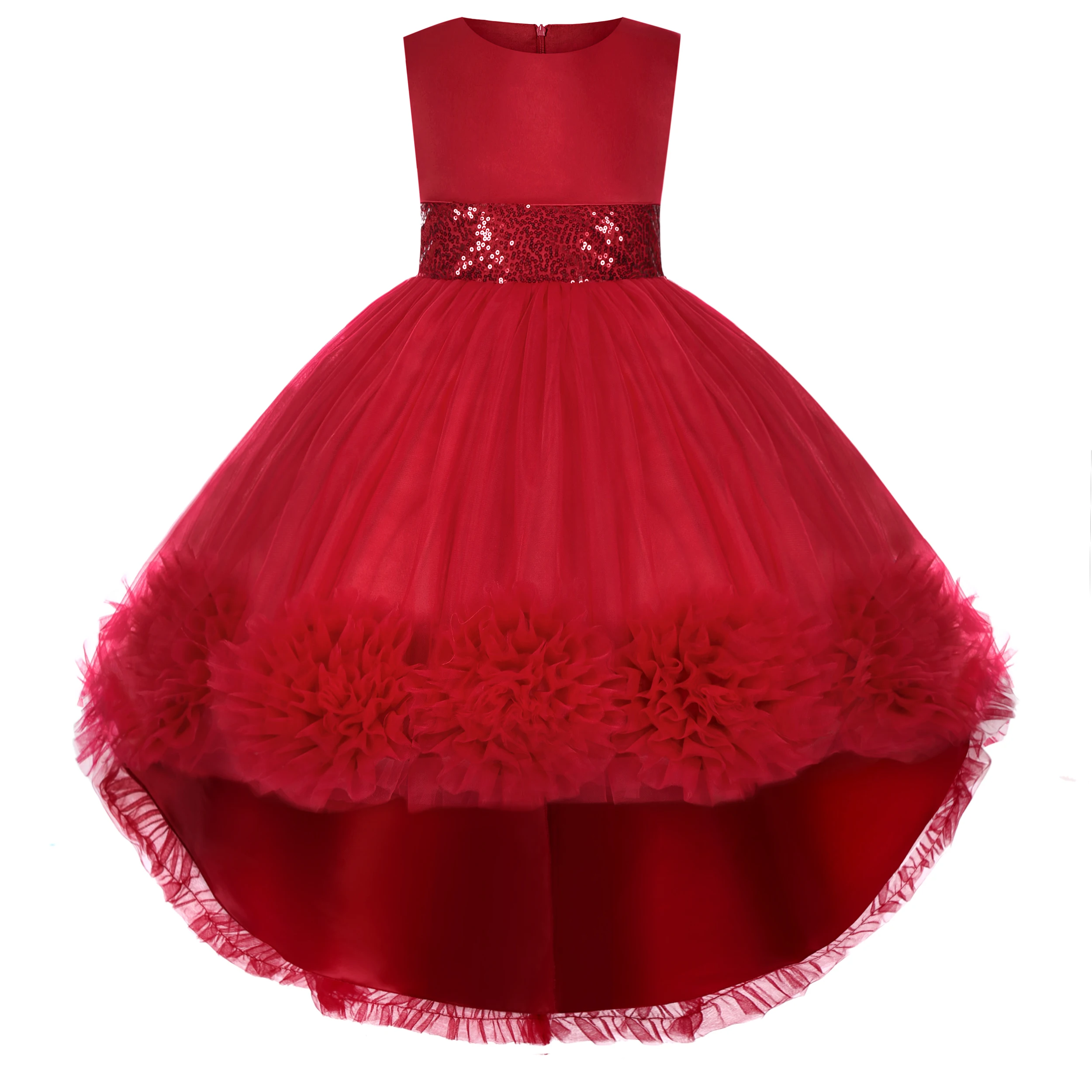 Langes Prinzessinnenkleid mit Fischschwanzrock, Partykleid für Klavierauftritte für Mädchen, Hochzeitsblumenmädchenkleid