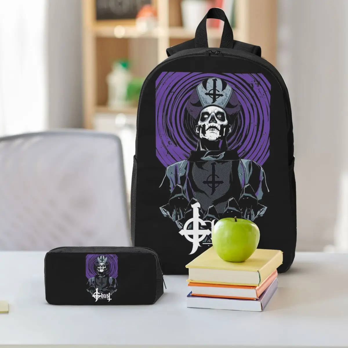 Ghost Heavy Metal Band Backpack Boys Girls BookBag School Bag Shoulder Bags 3ps Insulated Lunch Bag Pencil Case