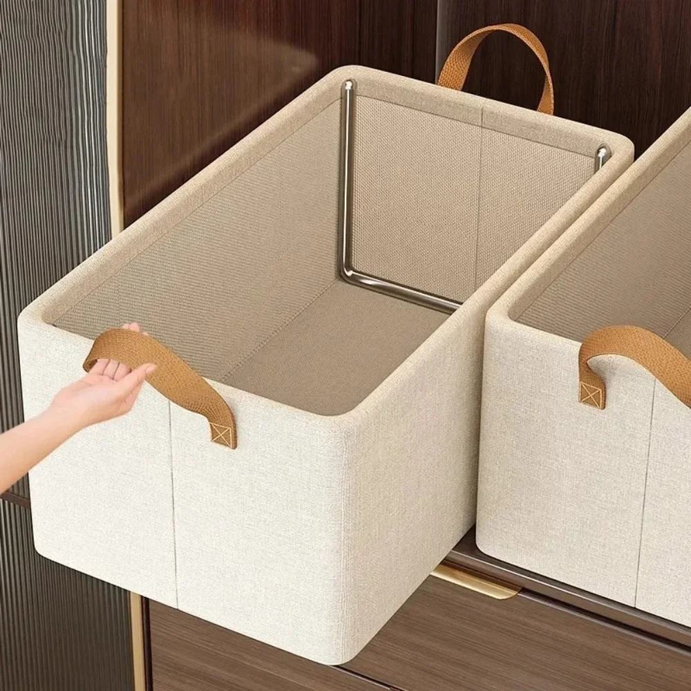 1pc Foldable Fabric Storage Box for Home Use Wardrobe Organizer for Clothes and Pants Layered Storage Solution