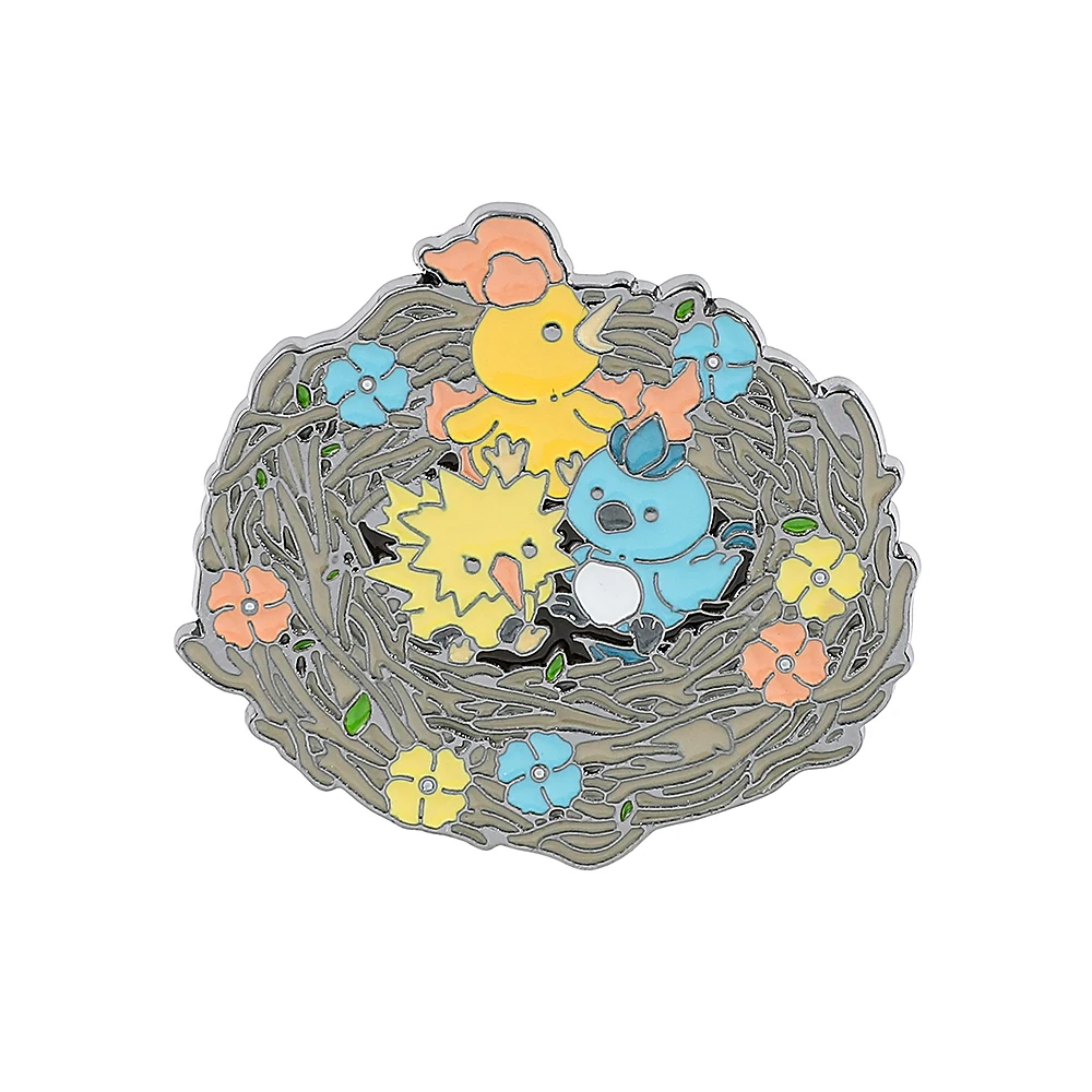 1 Pc Pokémo Cartoon Brooch Cute Pichu Piplup Bird's Nest Enamel Pin Metal Badge Jewelry Clothing Backpack Accessories Gift