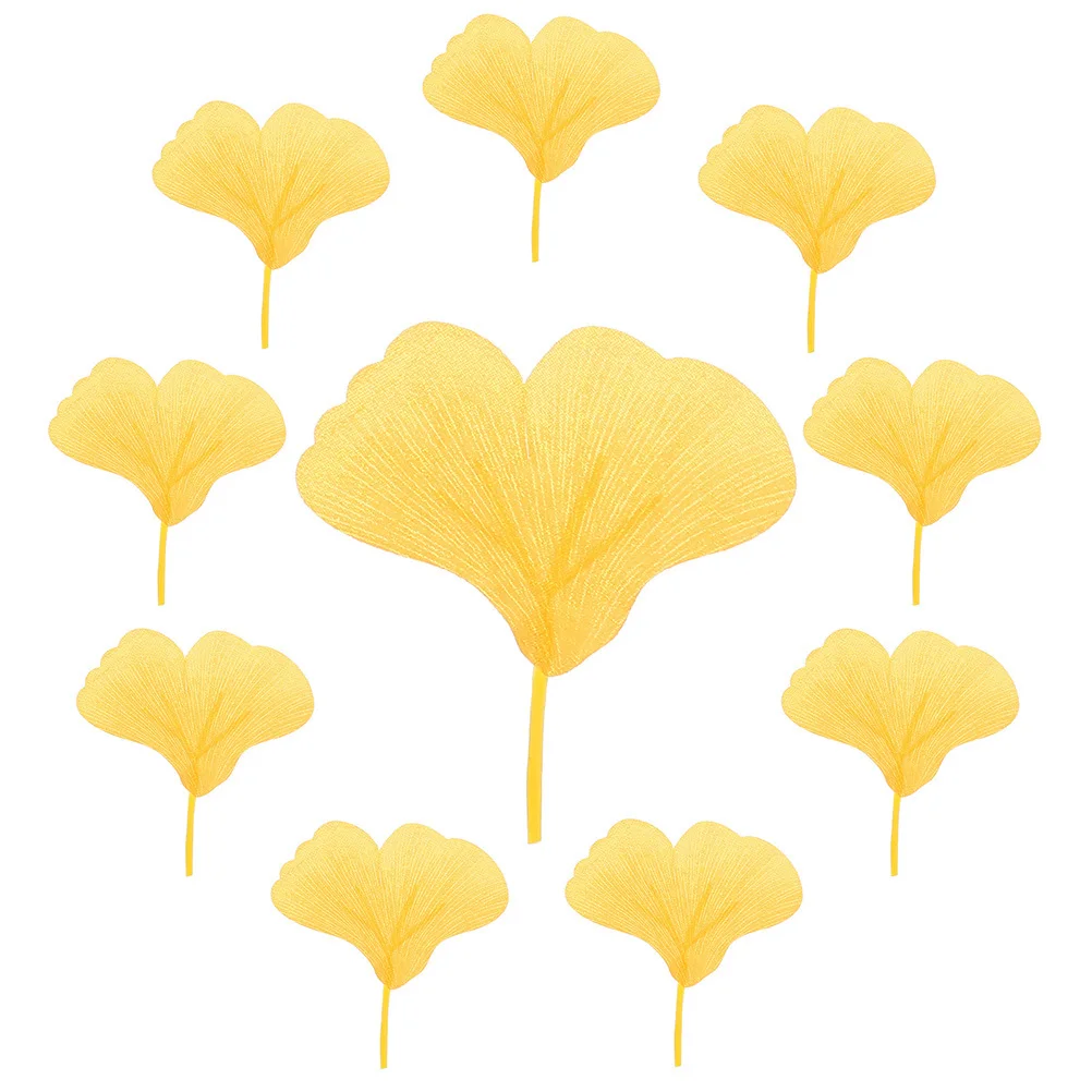 

200Pcs Fake Ginkgo Leaves Faux Leaf Decor for Autumn Wedding Party Decoration DIY Crafts Fall Table Scatter Supplies