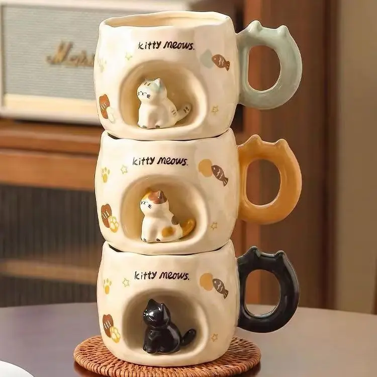 Creative Climbing Cup Unique and Beautiful Coffee Cups Design Sense Niche Mouth Mug Ceramic Latte Coffee Drinkware