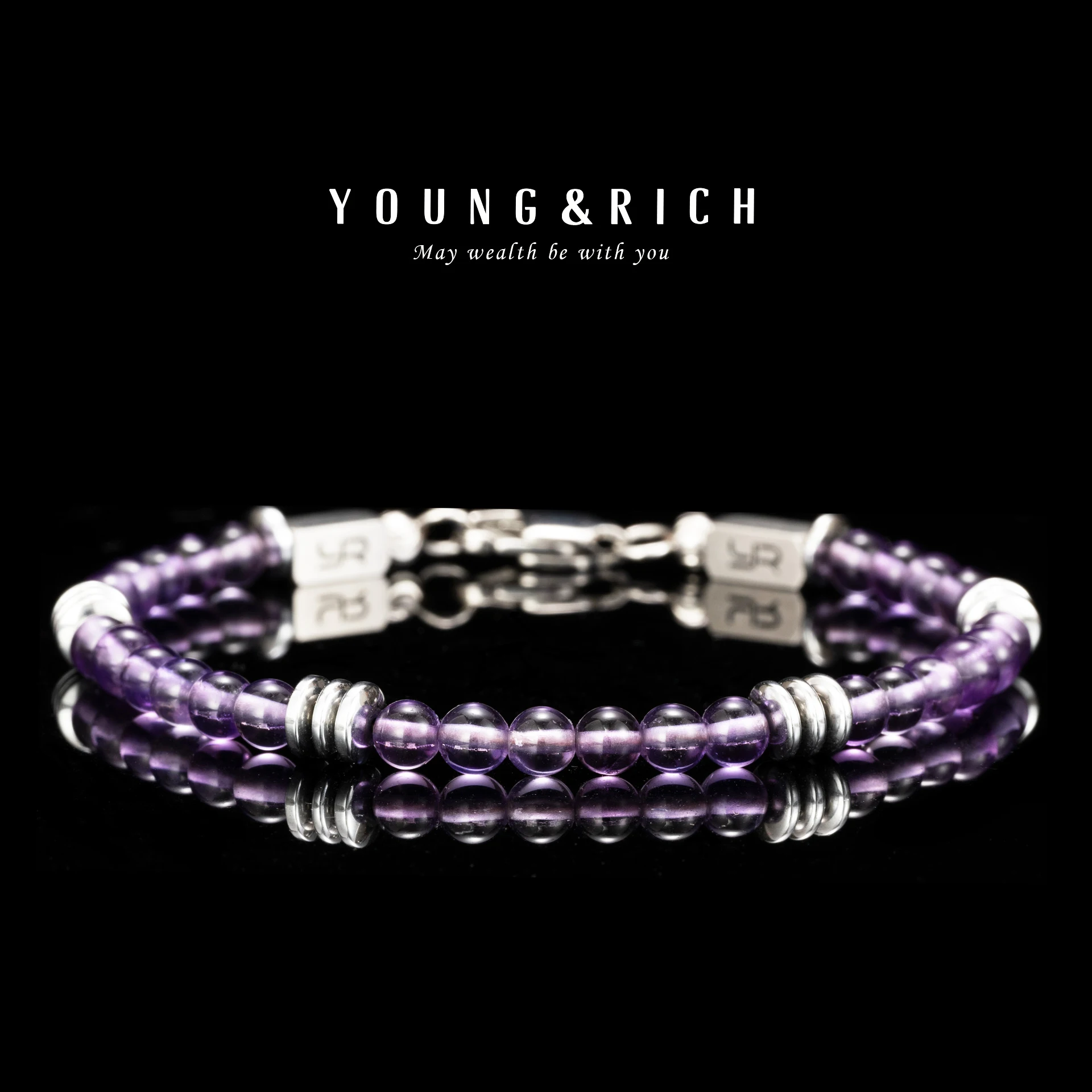 YOUNG&RICH 4mm Natural Amethyst Beaded Bracelet Unisex Vintage Dark Purple Crystal Casual Fashion Jewelry for Men Women