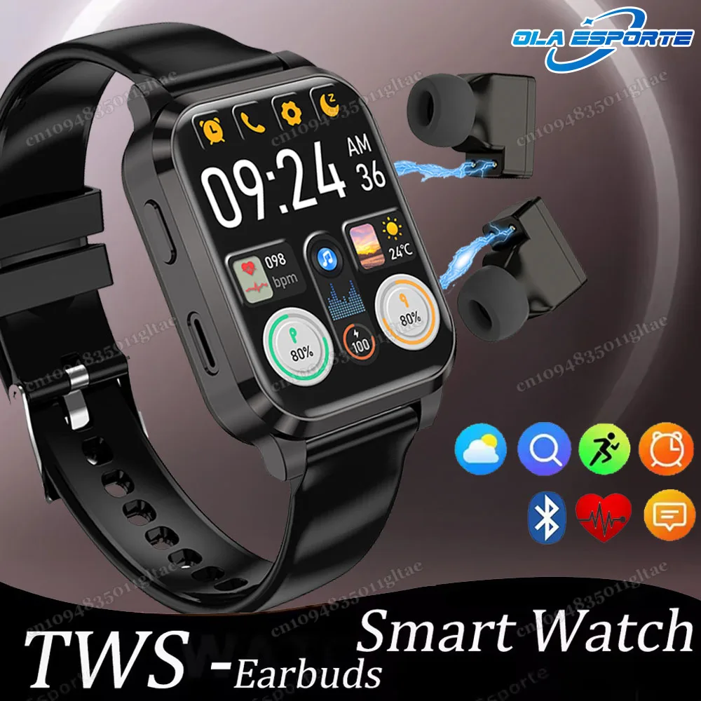 

Men Smart Watch 2 In 1 TWS Headset Smartwatch Women Gps Tracking Heart Rate Health Temperature Monitoring Sport Waterproof Watch