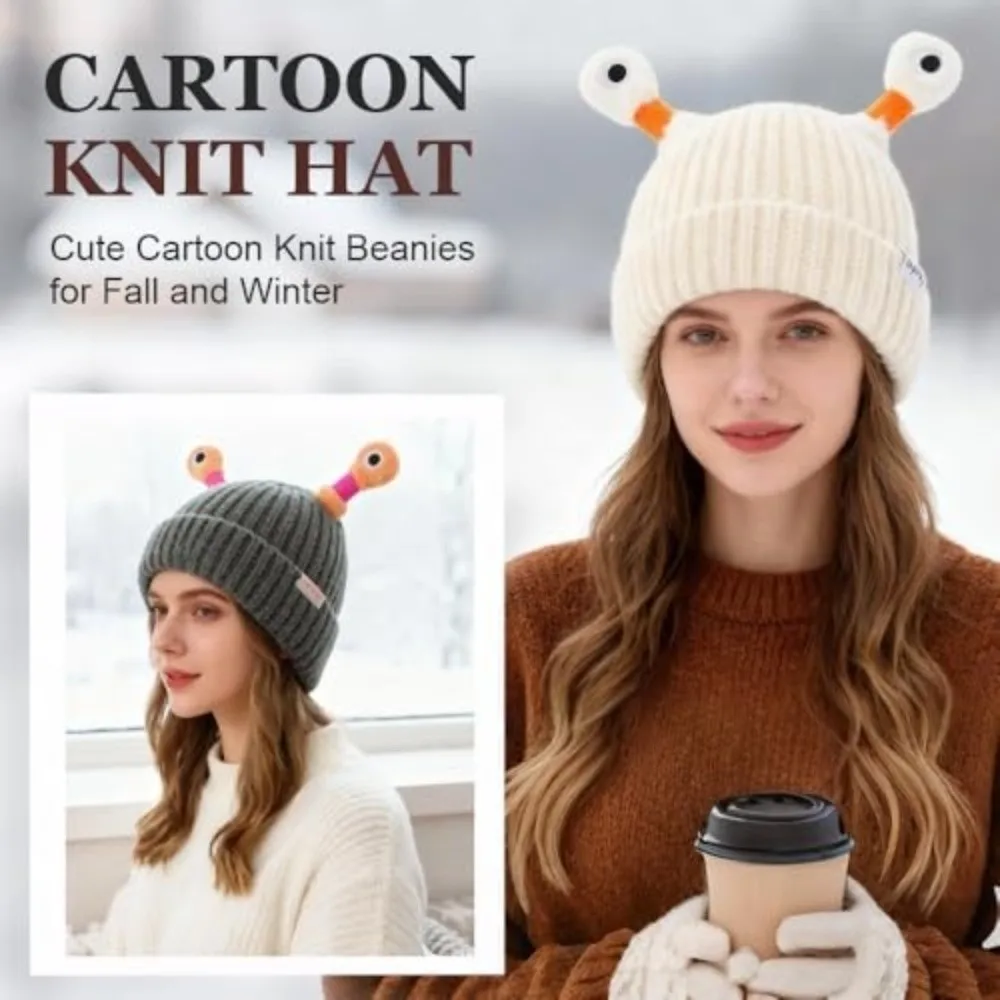 جديد مع عيون محبوك قبعة صغيرة ارتداء مقاومة بلون LED متوهجة قبعة دافئة متماسكة قبعة هدايا عيد الميلاد