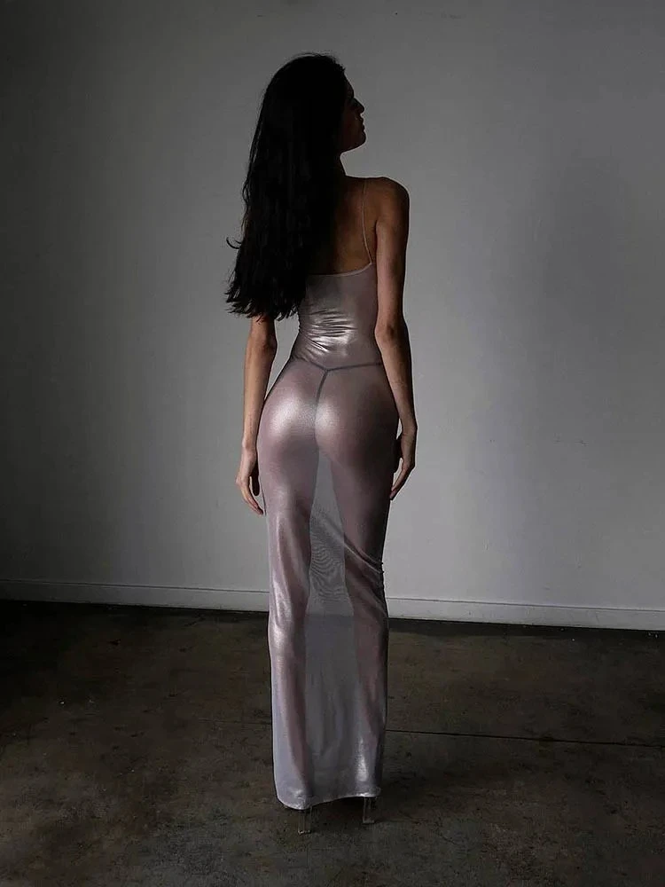 Y2K ดูผ่านผู้หญิง Camisole เซ็กซี่ Skinny Coquette วันหยุด Beach Party Midnight Clubwear Bodycon Vestidos