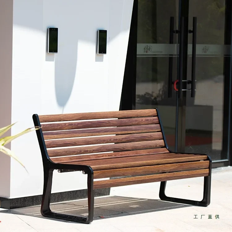 AOLIVIYA Wrought Iron Solid Wood Park Courtyard Rest Seat Camping Chair Beach Picnic Chair Outdoor Garden Sun Folding Bench