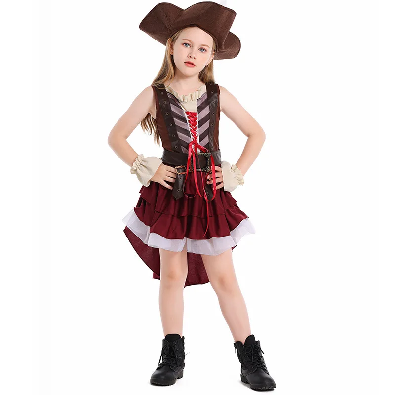 

Halloween Girls Somali Pirate Cosplay Outfit Kids Pirate Themed Game Dress Up Costume