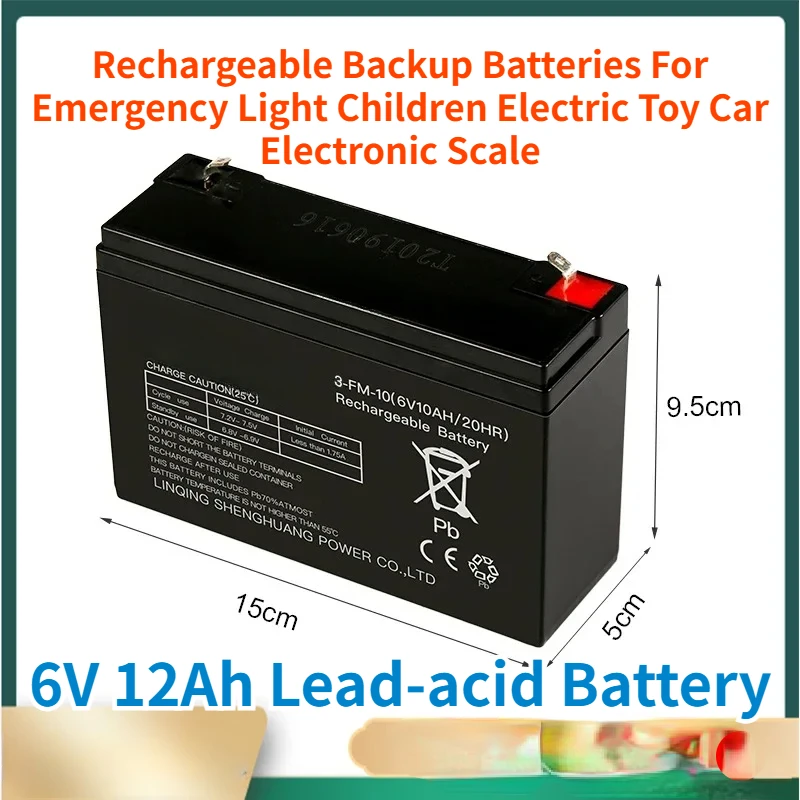 

6V 12Ah Lead-acid Battery 12000mAh Rechargeable Backup Batteries For Emergency Light Children Electric Toy Car Electronic Scale