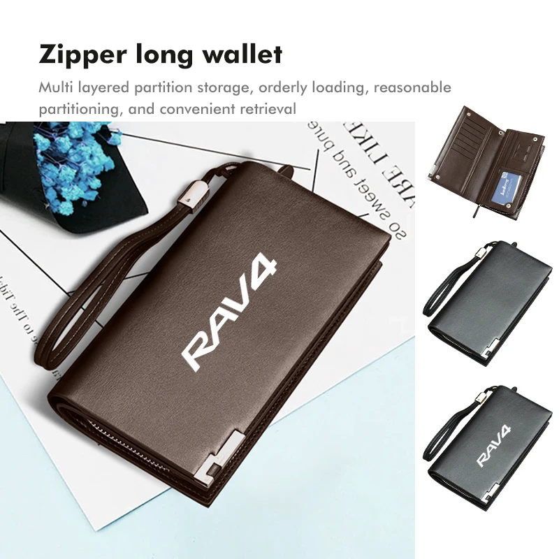 Car Leather Wallet Credit Card ID Holder Coin Zipper Purse For Toyota Prado 90 120 150 J90 J120 J150 LC90 LC150 2015 2016