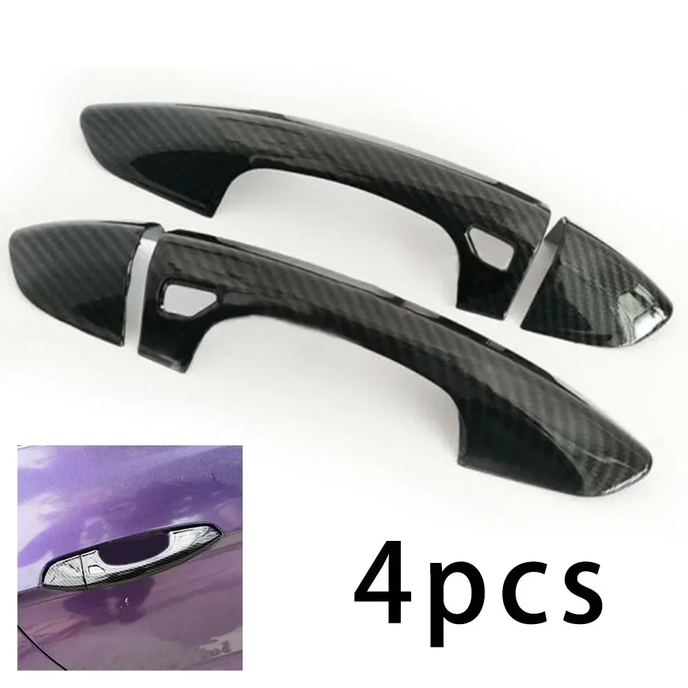 

Carhome 4PCS Handle Cover For 2015-2020 Ford Mustang ABS Carbon Fiber Outer Door Handle Cover Trim Styling Accessories NEW