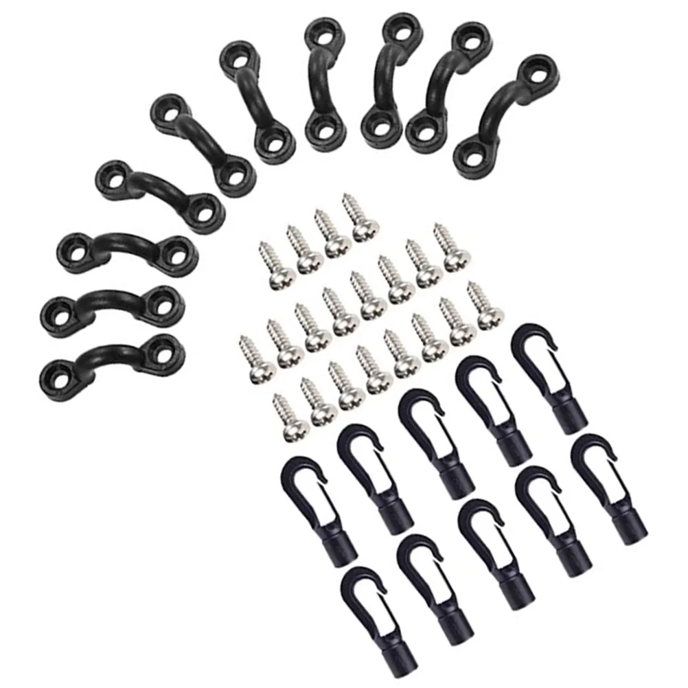 

1 set 10 Screws Set Elastic Rope Hooks for Kayak Canoe Pulling C-Shaped Buckle Boat Durable Nylon Outdoor Accessories