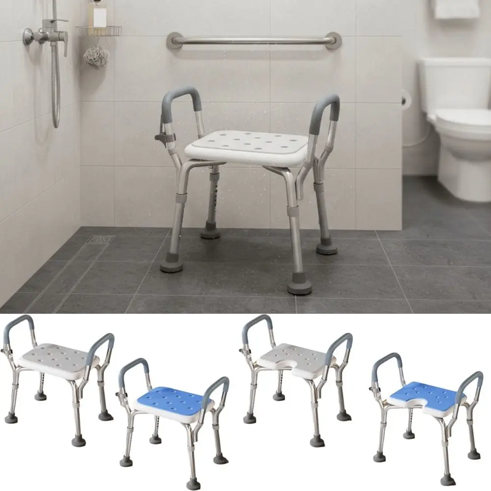 Adjustable Anti-Slip Shower Seat with Backrest