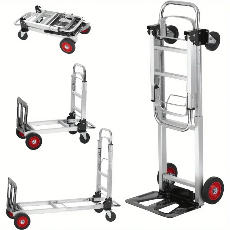 

Aluminum Folding Hand Truck, Heavy Duty Industrial Collapsible Cart, Dolly Cart With Rubber Wheels For Transport