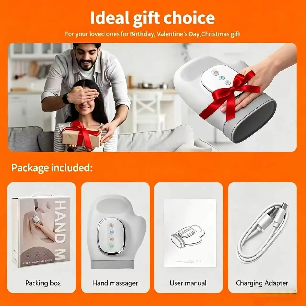

Portable Hand Massager Electric Cordless with Airbag Compression Glove Massage Full Wrapped Fingers Palm Relaxation