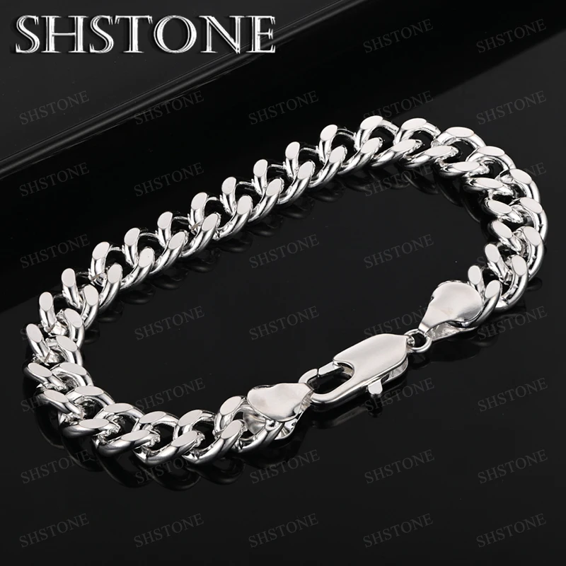 

Fashion Cuban Chain 925 Sterling Silver Bracelet For Women Men Charm Wedding Party Birthday Gift Jewelry Silver Accessories