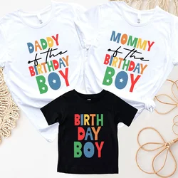 Mommy & Daddy Boys Birthday Squad Party T-shirt Y2k Tops Unisex Kids Summer Short Sleeve Tees Family Matching Oversized Clothing