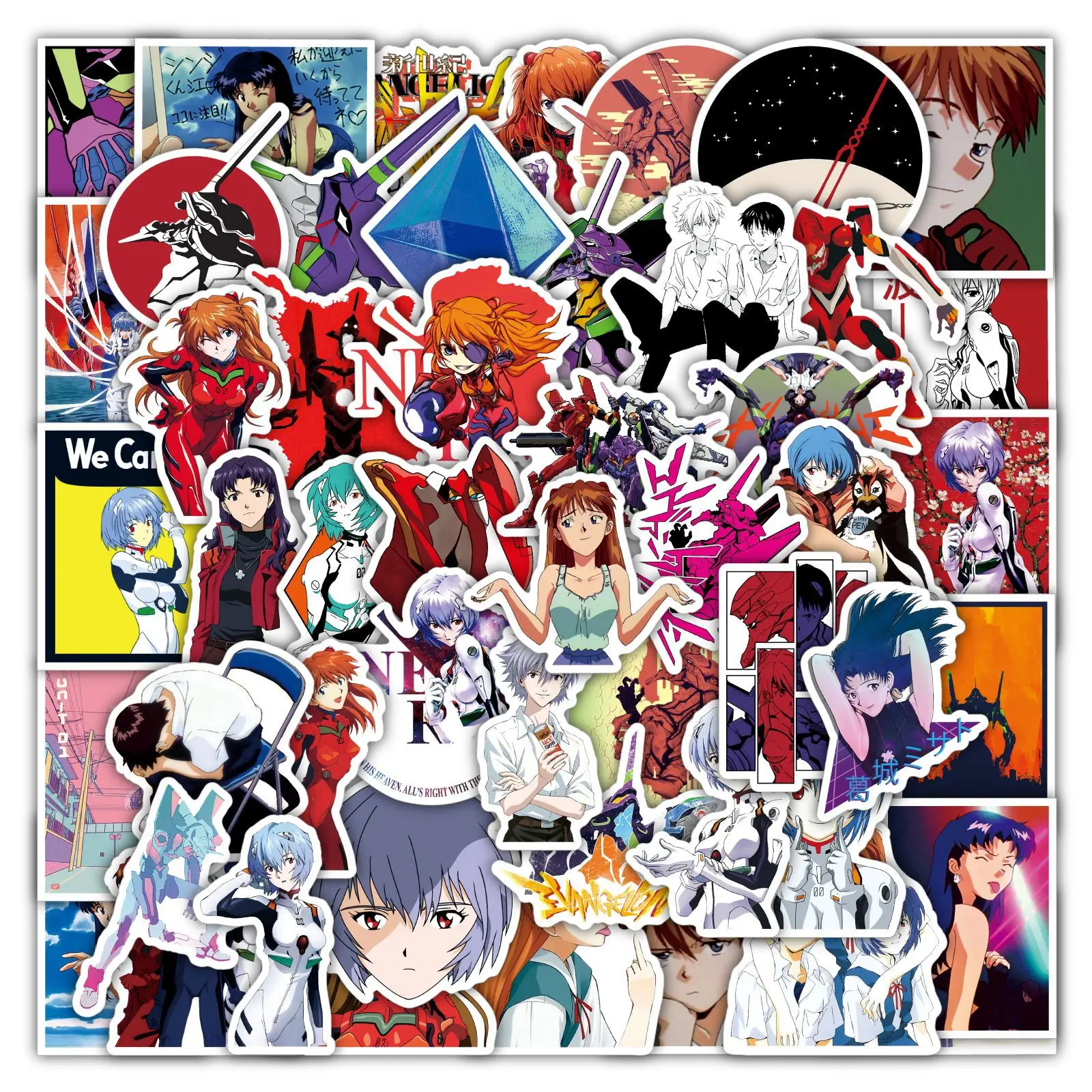 50pcs Anime EVANGELION Sticker Suitcase Laptop Skateboard Computer Refrigerator Waterproof Sticker