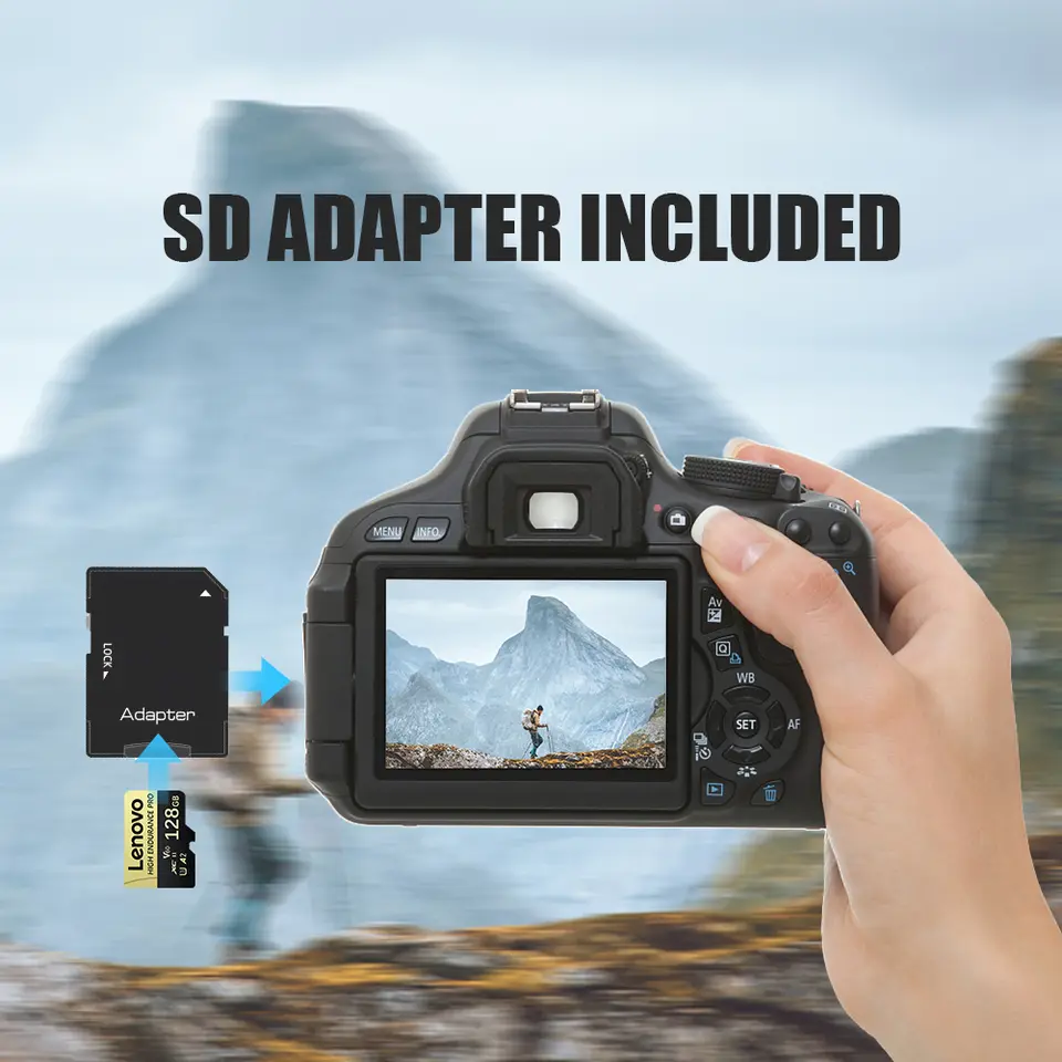 بطاقة ذاكرة Micro SD عالية السرعة من Lenovo بسعة 512 جيجابايت، متوافقة مع الهاتف وكاميرا GoPro Action، تدعم فيديو 4K Full HD، متوفرة بسعات 64 جيجابايت و128 جيجابايت و256 جيجابايت - 5