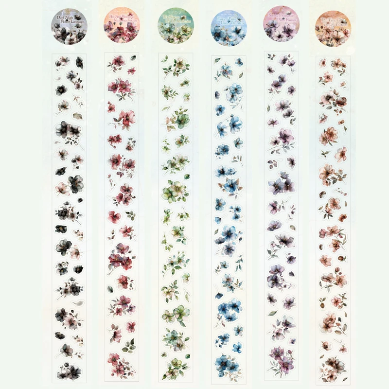 Mr Paper 3rolls Flower Series Ice Crystal PET White Ink Tape Handbook DIY Collage Photo Frame Journal Notebook Phone Case Card