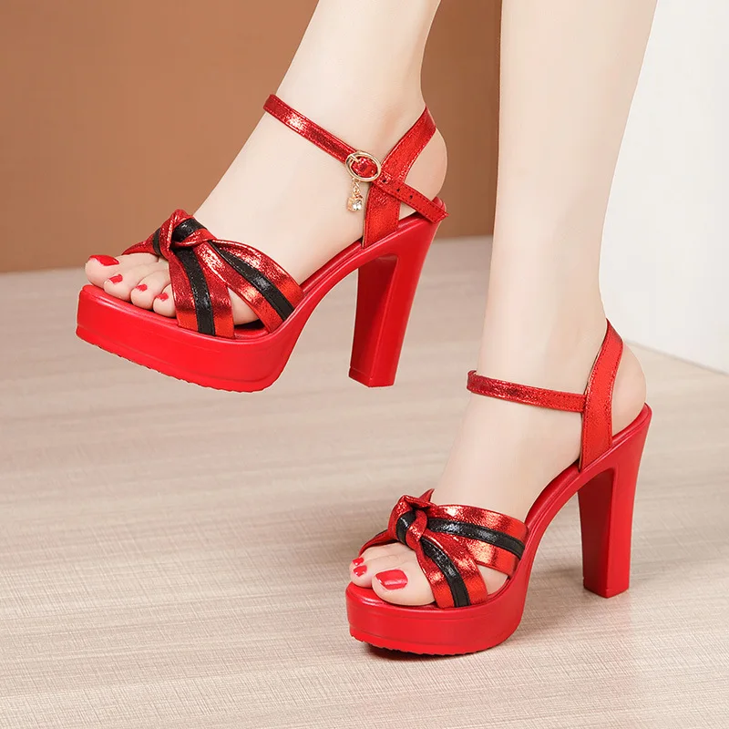 

Gold Fashion Women'S Heel Summer Shoes Sandals Female High Heel Woman Sandals Ankle Strap Platform Size 34 37 38 39 40 41 42 43