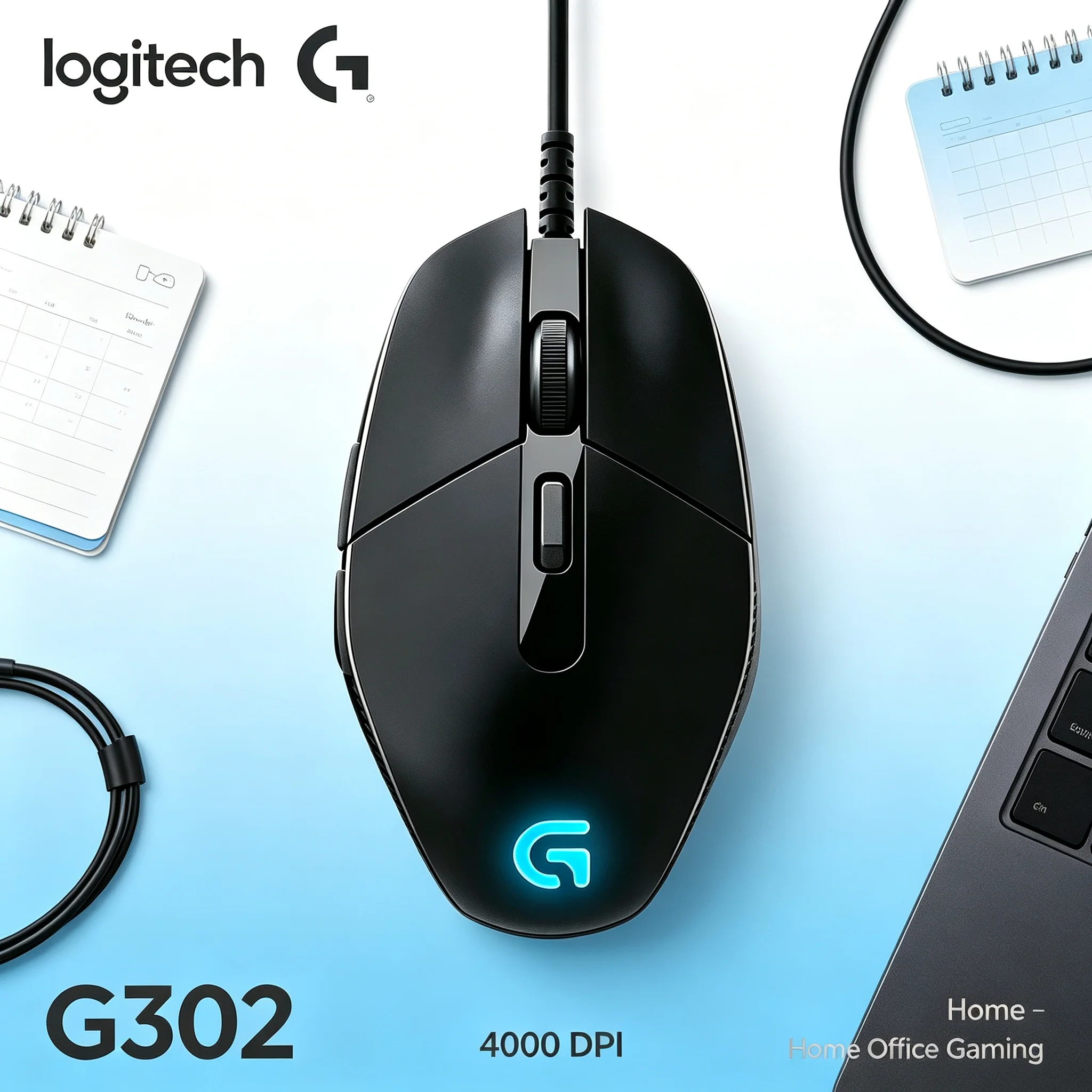 Logitech G302 Wired Gaming Mouse Optimized Cursor Stability RGB Glow for CS2 Valorant Fortnite FPS Shooting MOBA Laptop Desktop