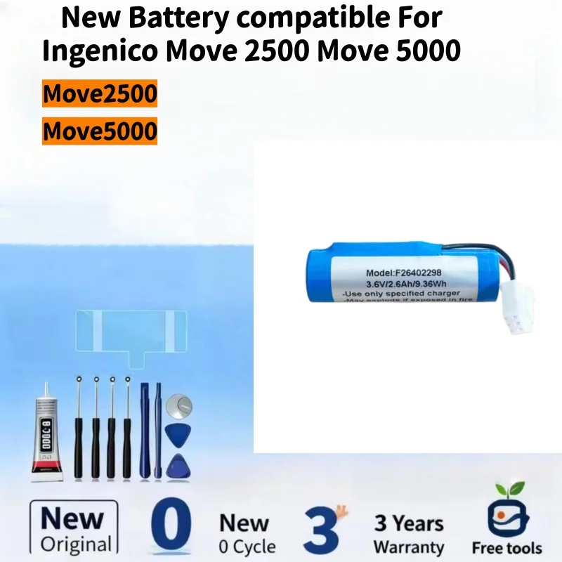 New Battery Compatible For Ingenico Move2500 5000 POS Move5000 IWL220 IWL250 ME31 payment terminal battery model F26402298