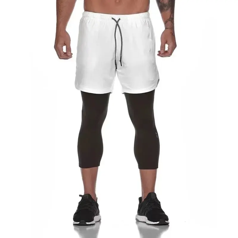 2024 New Sporting Pants Men Elastic Breathable Two Piece Running Training Pants Gyms Ankle-Length Pants Quick-drying Men Pants