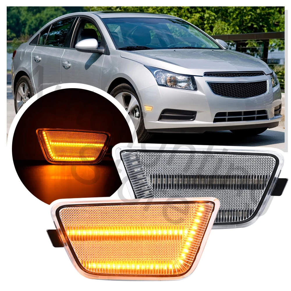 

2PCS For Chevy Chevrolet Cruze 2011-2016 LED front Bumper Side Marker Light Auto Led Turn Signal Side Marker Lamps Clear Lens