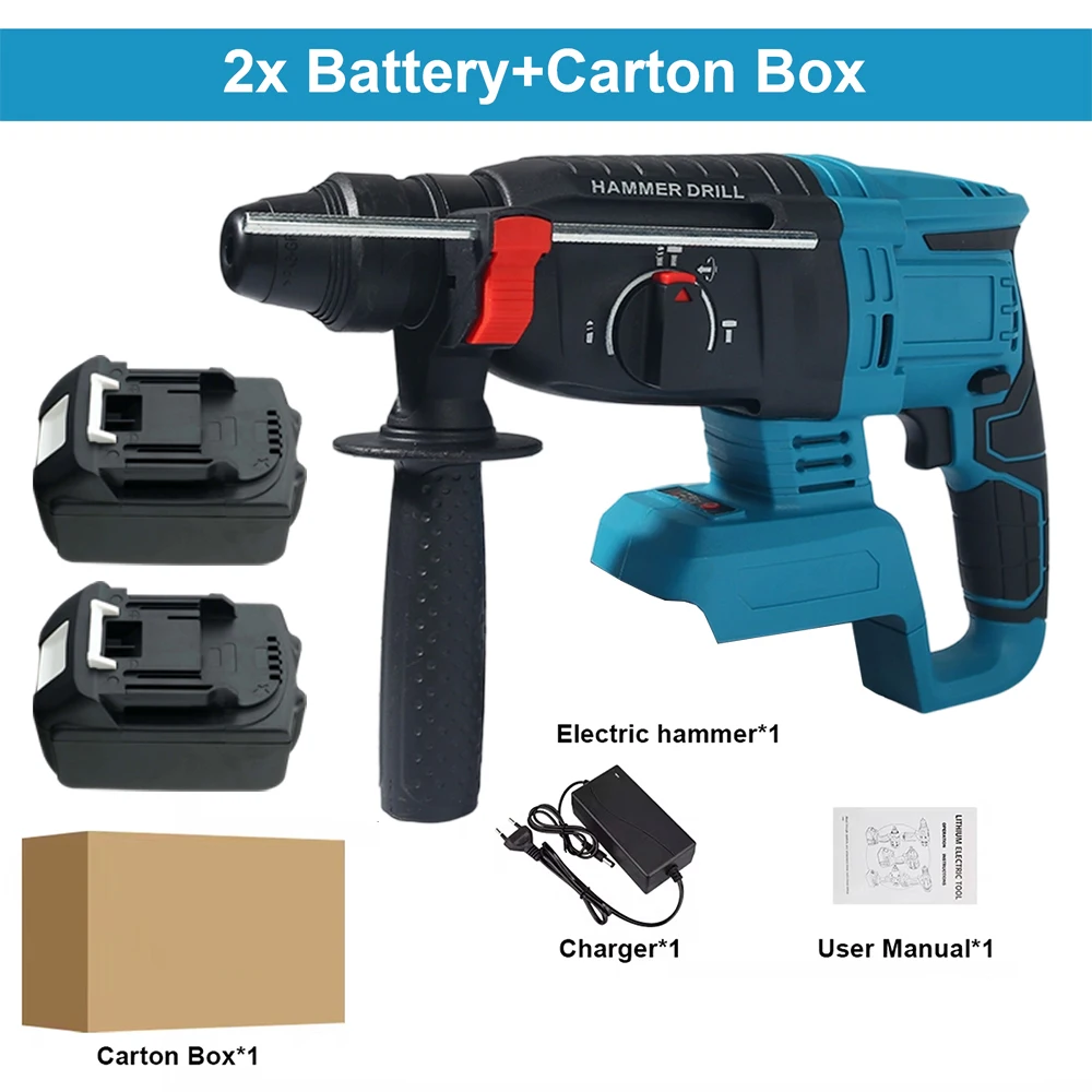 26MM Bürstenlosen Elektrischen Hammer Bohrer Power Tool Multifunktionale Cordless Bohrhammer Schlagbohrmaschine Für Makita 18V Batterie