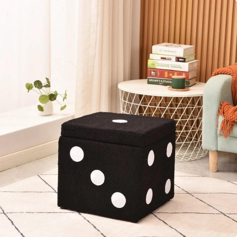 

Nordic storage stool creative dice Living room low stool portable comfortable modern poef met opbergruimte interior furniture