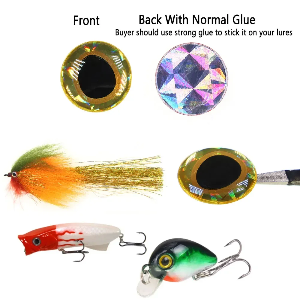 100 Stück Holographische Tropfenförmige 3D Fischaugen Salzwasser-Streamer Fliegenbindematerial Jigs Bastelmaterial Puppenaugen Angelköder-Herstellung – Detail 5
