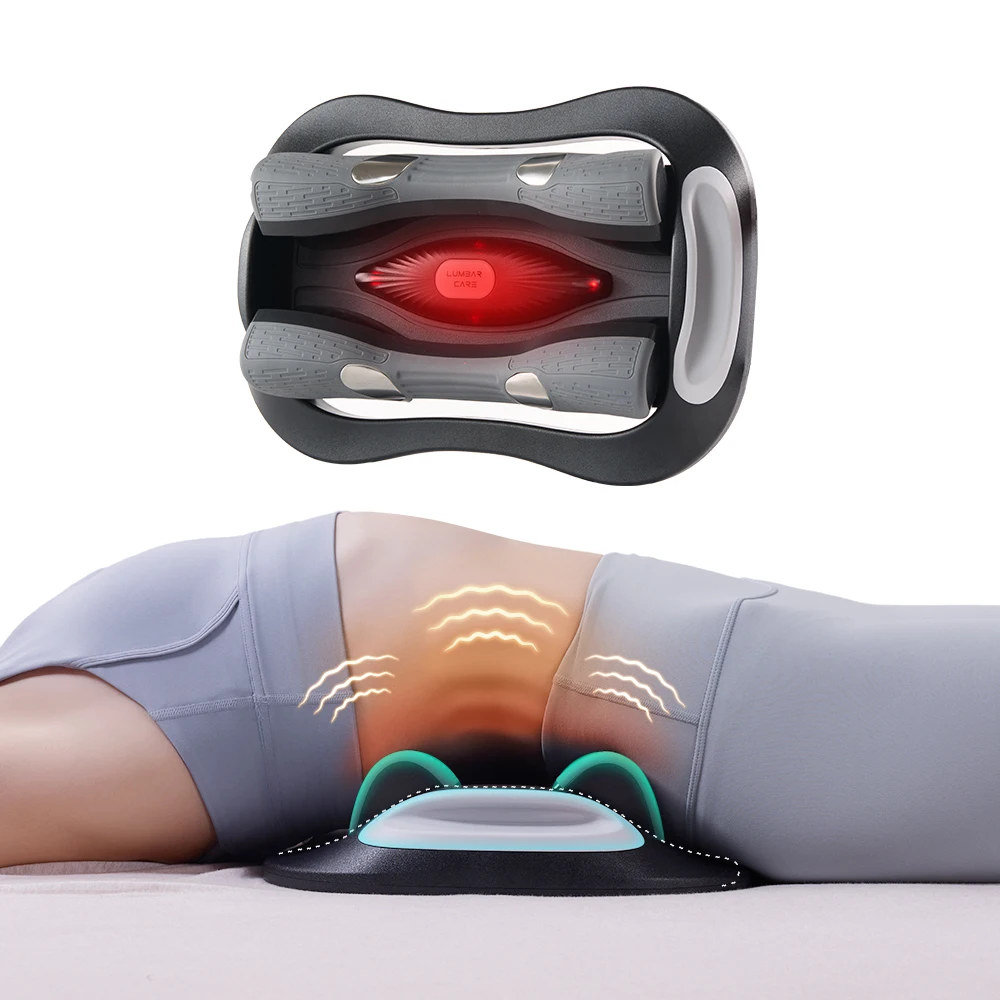 Adjustable Lumbar Traction Waist Massager Lower Back Brace Belt Hot Compress Heating 15-Minute Timing Control for Lower