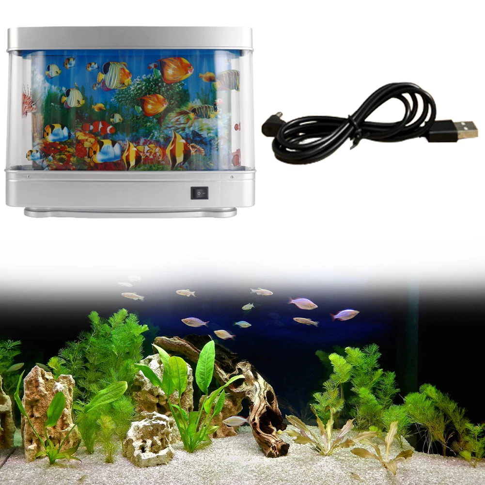 LED Artificial Aquarium Night Light Dynamic Fake Fish Tank Light Tropical Fish Sensory Aquarium Lamp for Home Decor