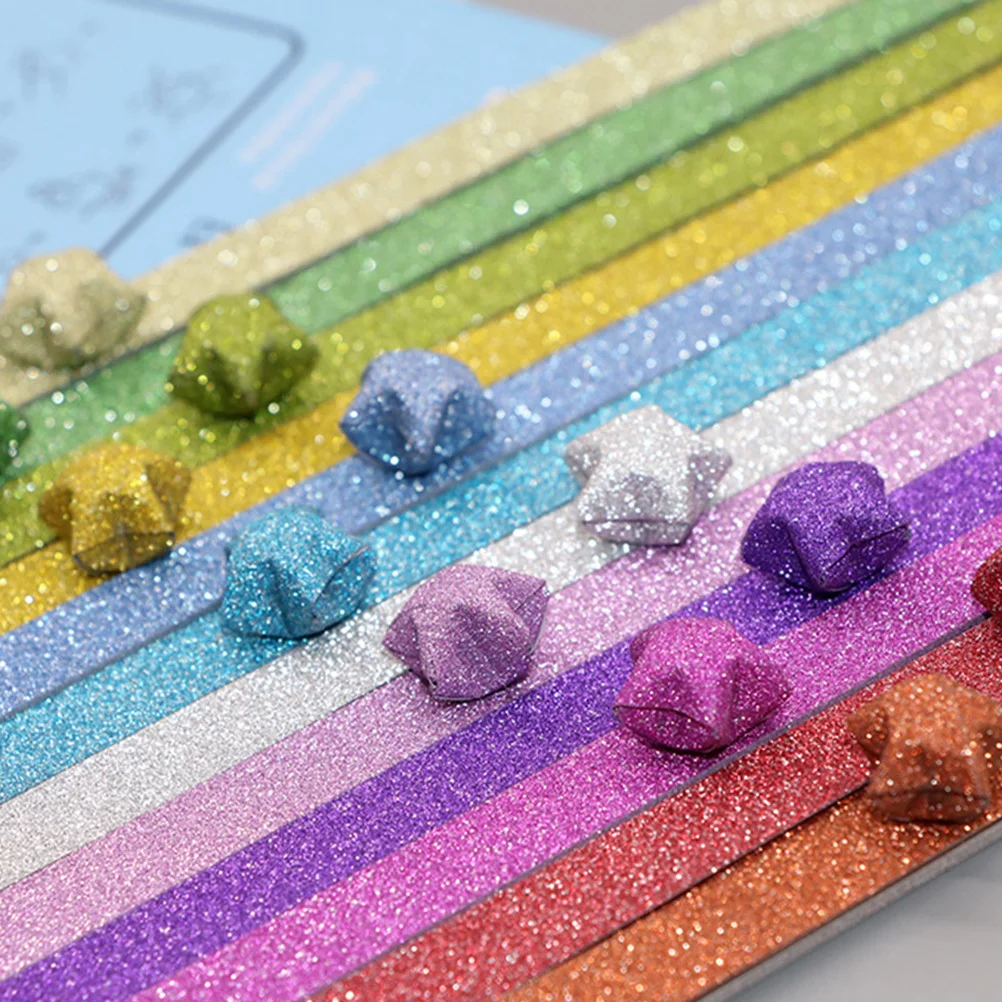 460 Pcs Origami Star Strips Pattern Glitter Paper Colored Craft Colorful Foldable
