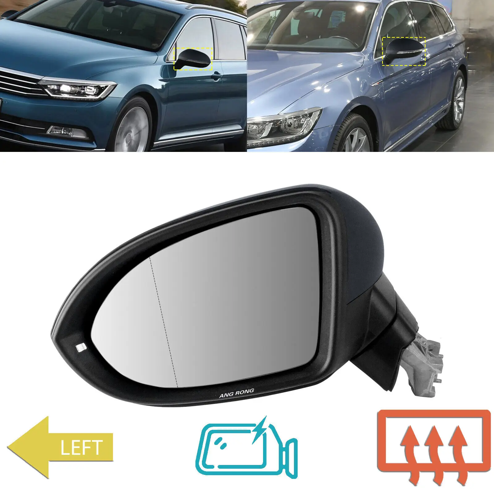 

For VW Passat B8 2014-2018 LHD Primed Electric Wing Door Mirror Heated Left Side