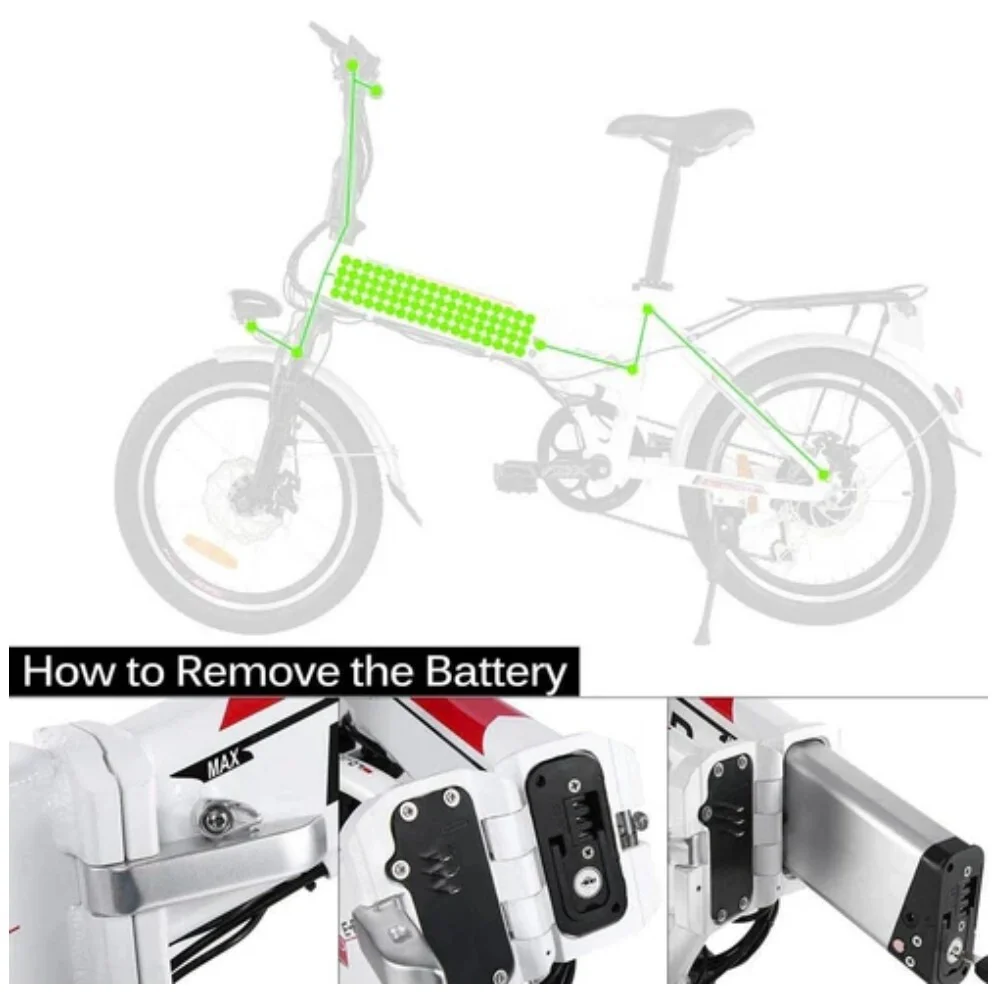 36V 8Ah Lithium Ion Ebike Battery Replacement for ANCHEER AM1908 ADO A16 Folding City Commuter Electric Bike Built-in 30A BMS