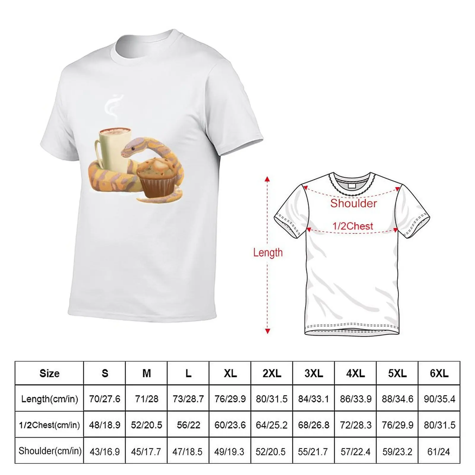 Chai latte, banana nut muffin, and a ball python T-Shirt man t shirt cotton man t shirts for men T-Shirt