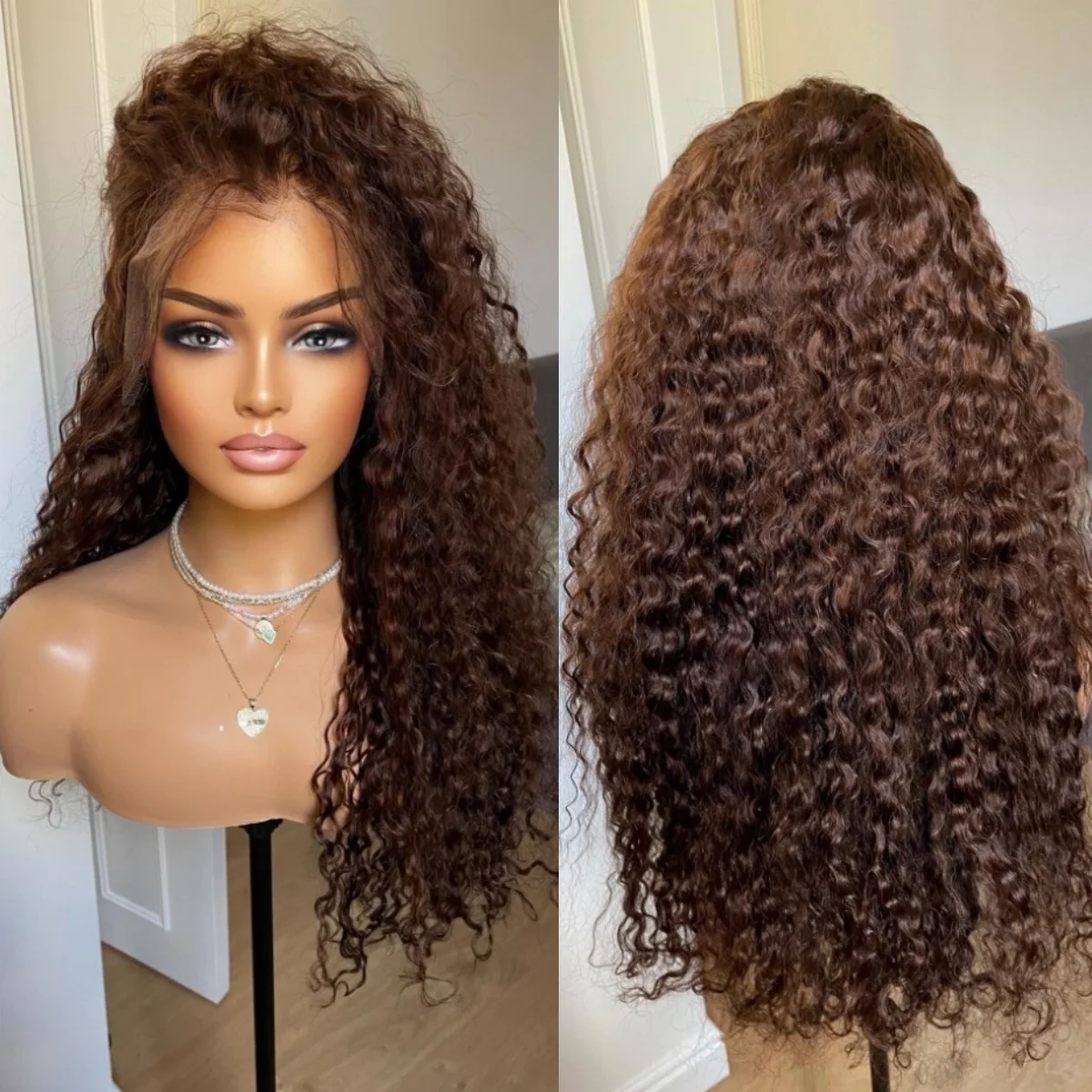 

Long Honey Brown Wig High Density Kinky Curly Synthetic Lace Front Wigs Afro Curly Futura Wig For Women Wigs Glueless Fringe Wig