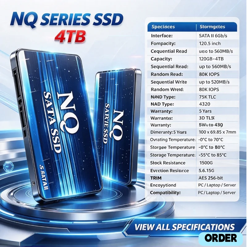 1TB 2TB SATA3 New SSD Solid State Drive Large Secure Storage Internal Hard Disk for Laptop PC